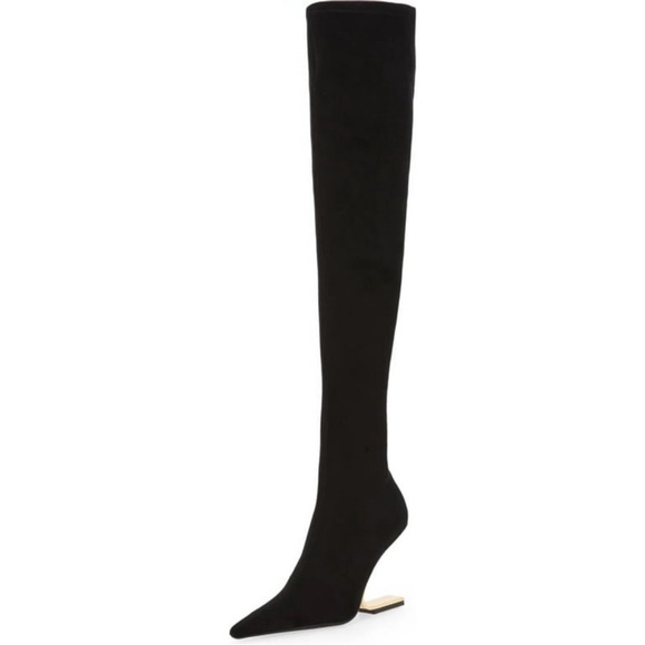 New Jeffrey Campbell Compass-Ok Black Suade Over the Knee Boots Size 6 Like New - Picture 2 of 5